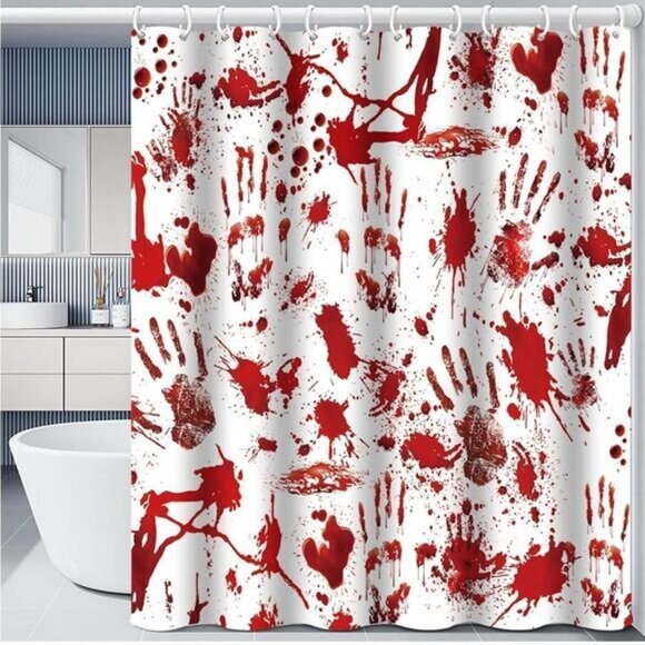 Halloween Shower Curtain Decorations, 72x72 Inches Horror Bath Curtain - Picture 2 of 4